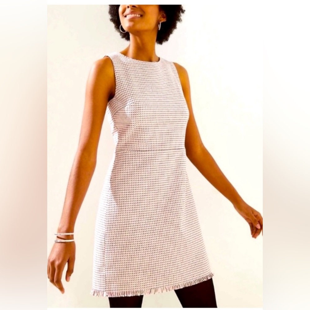 LOFT Tweed Plaid Dress with Raw Hem